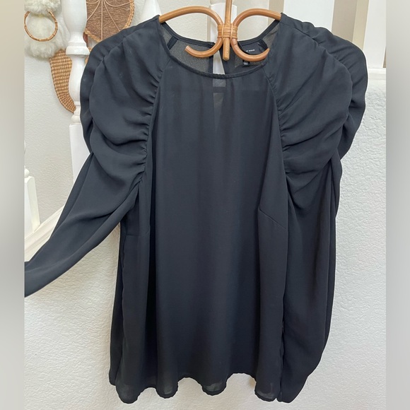 Who What Wear Black Ruched Blouse - Picture 1 of 4
